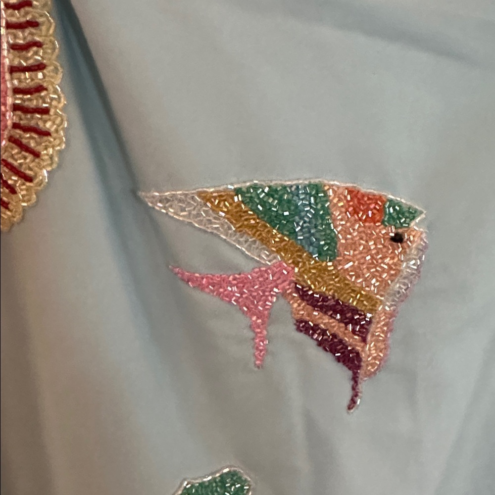Oceanus KShell Hand Beaded Light Blue Seashell Print HalterTop and Skirt Set NWT - Picture 17 of 17